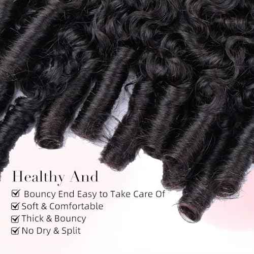 Burmese Curly Bundles Human Hair 22 Inch 3C4A Water Wave Quick Weave with Spiral Curly End 100% Unprocessed Kinky Curly Human Bundles in Hair Extensions Natural Black