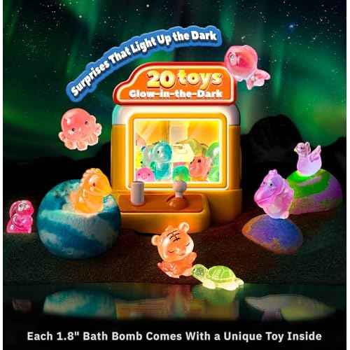 Bath Bombs for Kids with Surprise Inside, 20 Pack Handmade Bath Bomb Gift Set with Glow-in-The-Dark Toys, Fizzy Bath Balls for Fun, Great Christmas Gift or 2025 Advent Calendar for Boys & Girls