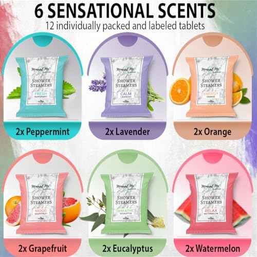 Shower Steamers Aromatherapy - 12pc Shower Bombs Vapor Tablets w/Organic Essential Oils for Vaporizing Steam Spa, Bath Bombs Tablets, Stocking Stuffers, Selfcare & Christmas Gifts for Women, Men