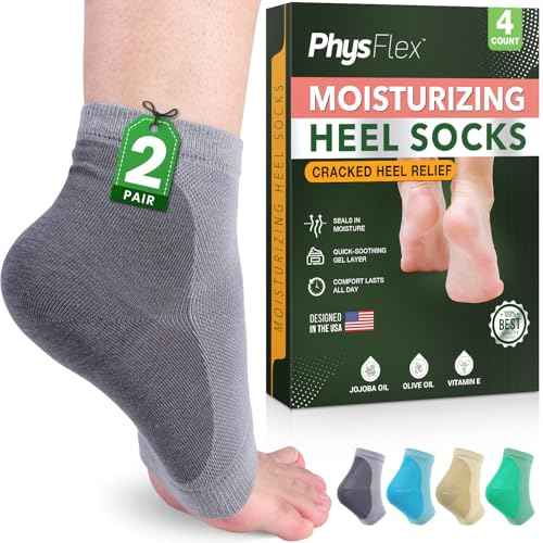 4-Pack Moisturizing Heel Socks for Cracked Heels - Gel Socks for Dry Cracked Feet Repair - Silicone Socks for Women and Men Foot Treatment & Overnight Hydration (Gray)