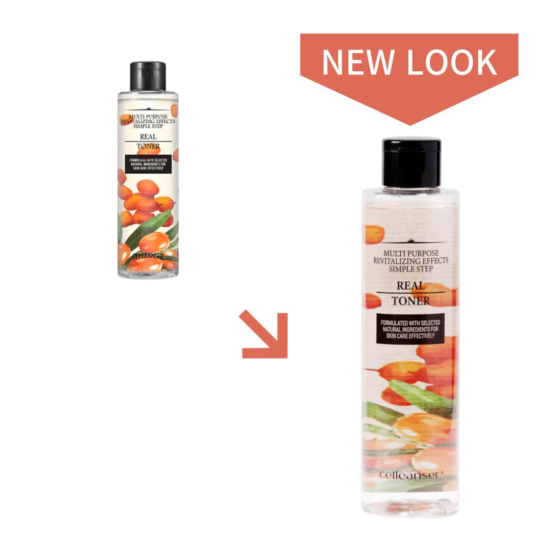 CELLEANSER Real Toner-Facial Toner with Sea Buckthorn Extract for Soothing, Revitalizing and Hydrating Skin, Alcohol-Free, Vegan, 6.76 oz