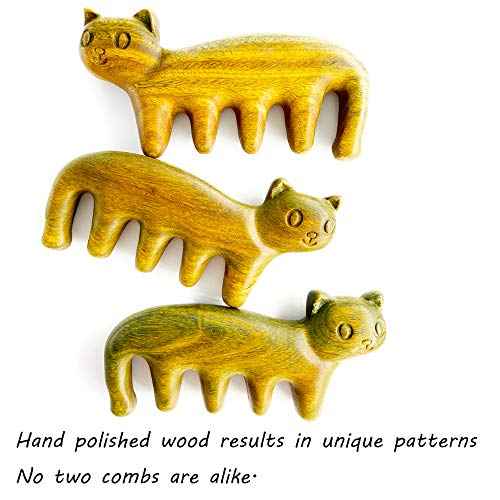 Natural Wood Wide Tooth Hair Comb Head Scalp Massage No Static Green Sandalwood Hair Pick Wooden Comb for Men and Women