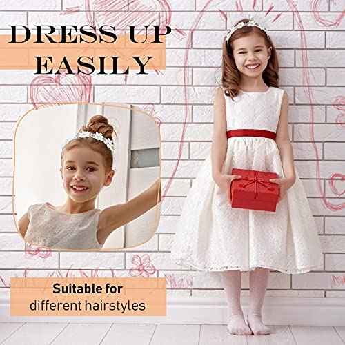 Syhood 2 Pieces Girl Elegant Headband Flower Headpiece White Flower Headband with Ribbon and Rhinestones Cute Bridal Wedding headband for Girl Party Hair Accessories