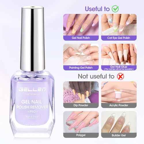 Gellen Gel Nail Polish Remover, Gel Remover for Nails Quickly in 2-5 Minutes, Easy Use No Need to Soak or Wrap, Professional Nail Gel Remover Kit, Gellen Gel Polish Remover Pro