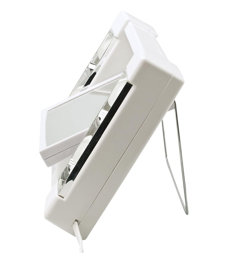 JERDON Two-Sided Makeup Mirror with Lights - 3X Magnification & Glare-Free Lighting | White Base, Model J1010