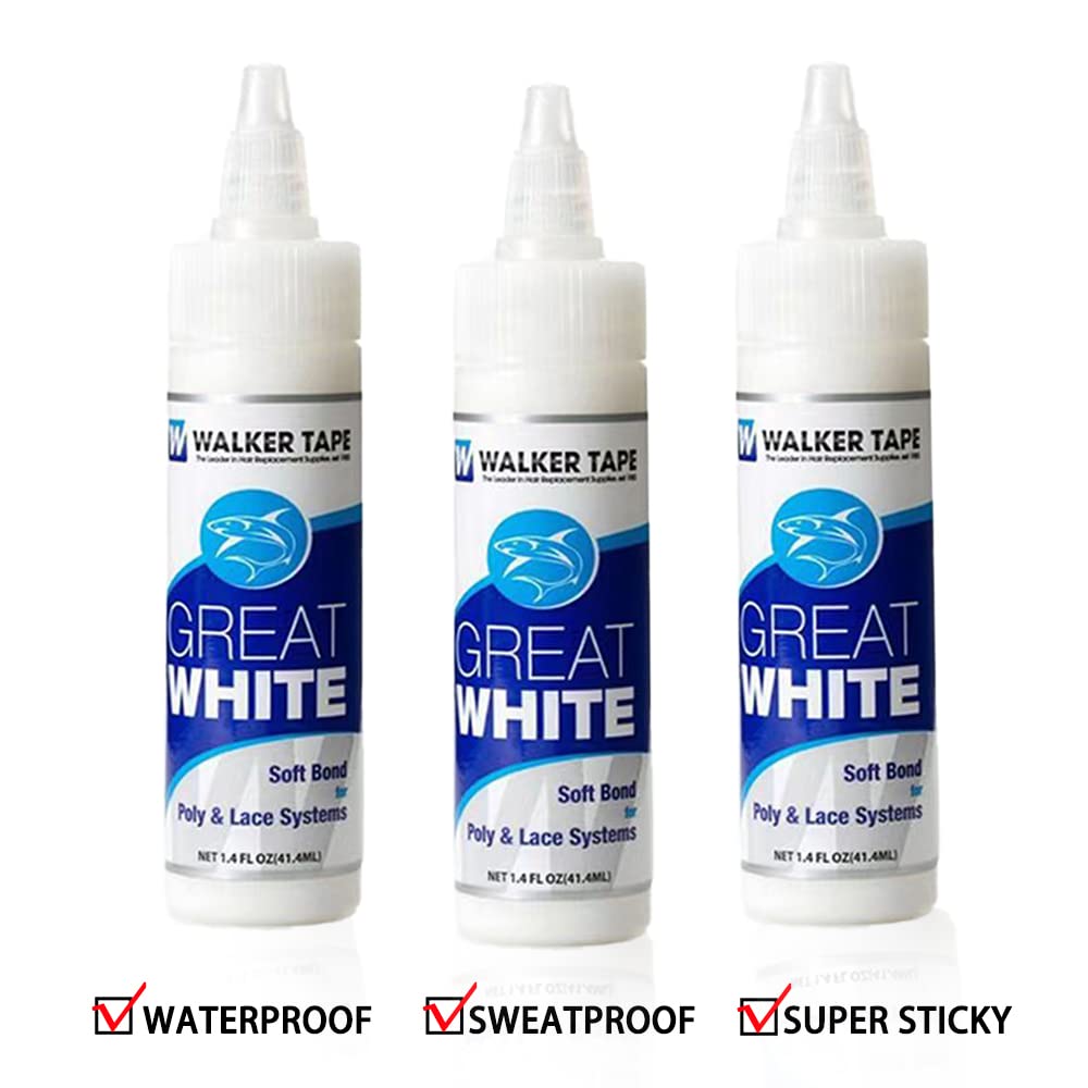 Super Bold Hold Adhesive Liquid Glue 1.4oz Great White Soft Bond Poly and Lace Systems Glue Front Bonding Weave Wigs Active Wig