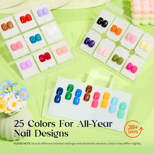 Beetles Gel Nail Polish Kit with U V Light - 25 Colors Gel Polish Set Fall Nail Fest Fragments of Time 45 Pcs Nails Kit with Tools DIY Salon Manicure Set Gifts for Women Girls - One Color One Bottle