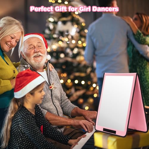 LPHUMEX Portable Pink Mirror Full Length for Dance, 33x13 Inch Hanging Mirror for Dance Bag, Lightweight Folding Travel Mirror Dance Competition Must Haves