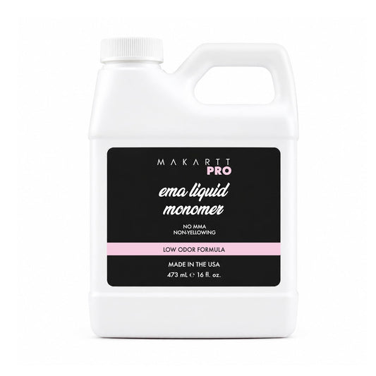 Low Odor Monomer for Acrylic Nails - MMA Free, Non-Yellowing Formula | 16 fl oz, Made in USA