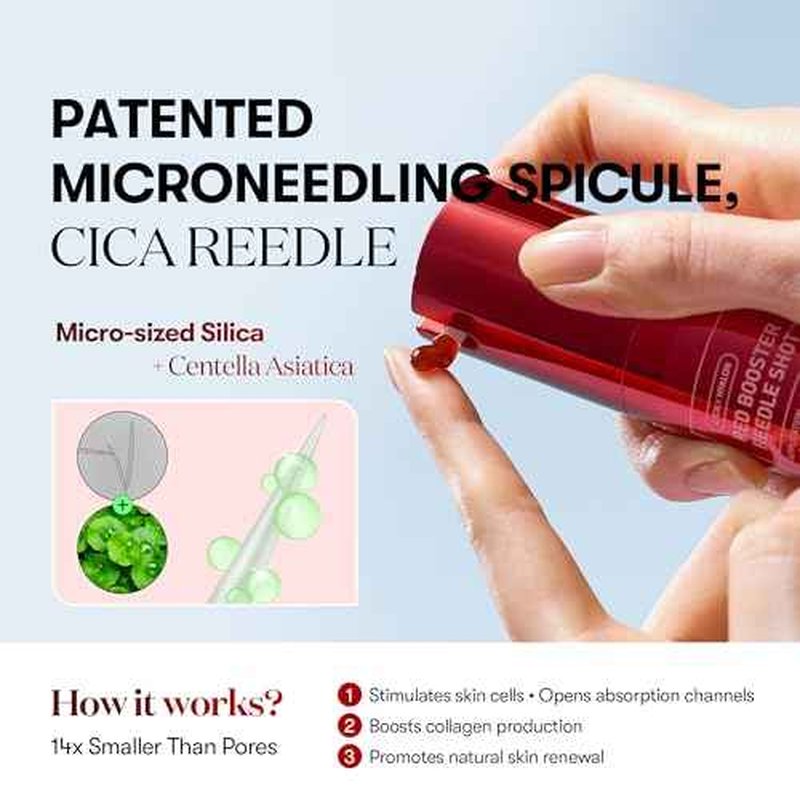 VT COSMETICS Red Booster Reedle Shot 100, Microneedling Serum with Dragon¡¯s Blood, Exosome, Soothing Relief Serum for Irritated, and Sun-Stressed Skin, Scalp Care, Korean Skincare 1.69 fl oz (50ml)