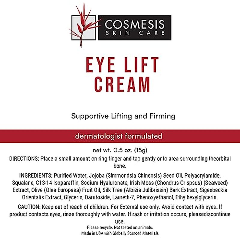 Eye Lift Cream - Lifts & Firms, Promotes Collagen & Elastin Formation, Minimizes Aging - 0.5 fl oz - Cosmesis