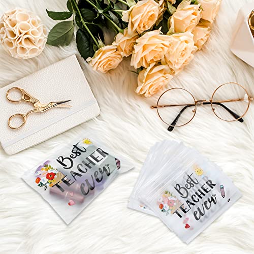 Cunno 60 Pcs Teacher Appreciation Gifts Bulk Small Waterproof Makeup Toiletry Bag Pouch Cosmetic Pencil Bag Thank You Gifts for Women Men Travel Graduation Season Supplies(Best Teacher Ever)