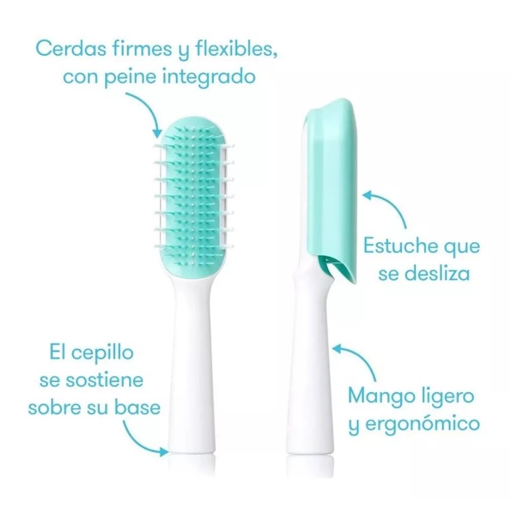Frida Baby Detangling Hairbrush for Thick/Curly Hair,Toddler Hairbrush,Detangler Brush for Kids,Wide-Tooth Comb & Bristle Combo,Loosens Knots Without Tears or Breakage,Wet/Dry Use,Teal,(Pack of 12)