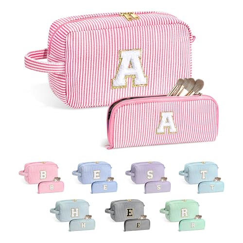 YOOLIFE Gifts for Teen Girls - Personalized Initial Makeup Bag, Birthday Gifts for Women Sister Friend Daughter Girls Kids