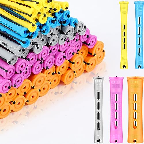 Tigeen 300 Pcs Perm Rods for Natural Hair Plastic Hair Rollers, No-Heat Small Curling Rods Cold Wave Rod for Women DIY Styling Hairdressing Tools (0.27,0.35,0.59,0.7,0.86 inch,Mix Color)