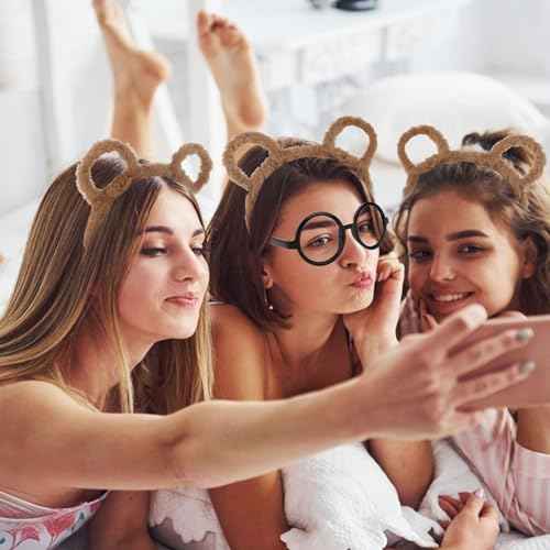 Bear Ears Headband for Women Cute Bear Hairband Chipmunk Ears Headbands Animal Cosplay Halloween Costume Headwear