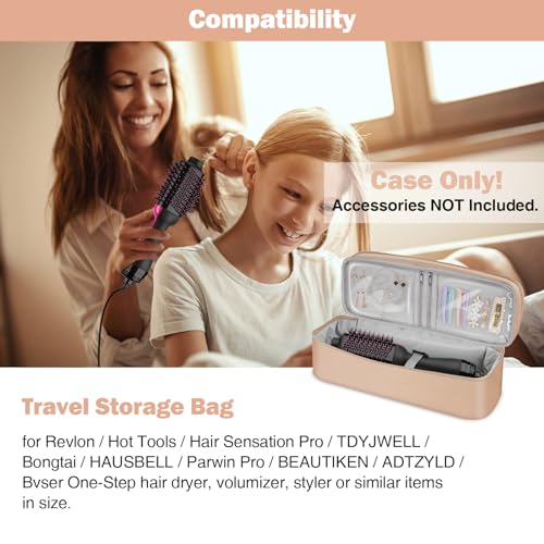 SITHON Double-Layer Travel Carrying Case for Shark FlexStyle/SmoothStyle, Water Resistant Storage Organizer Bag for Airwrap Styler, Also for Revlon One-Step Hair Dryer (Bag Only) (Rose Gold)