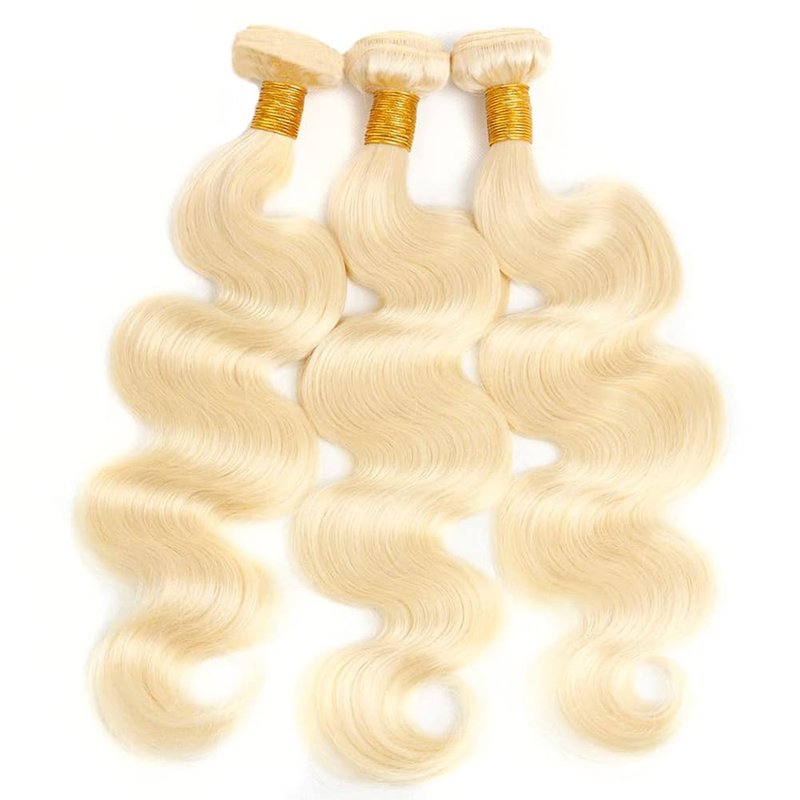 613 Bundles Blonde Bundles Human Hair 16 Inch 613 Body Wave bundles 100% Unprocessed 12A Grade Brazilian Virgin Hair Bundles 1 Bundle Human Hair 613 Blonde Bundle Hair Extensions for Women
