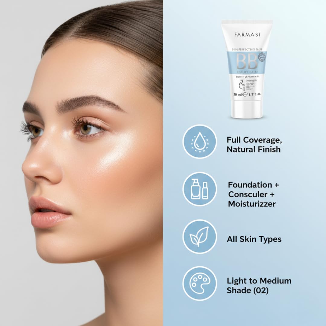 BB Cream Beauty Balm - Tinted Moisturizer with SPF 15 | Lightweight Matte Finish, Buildable Coverage, 1.7 fl oz, 02 Light to Medium