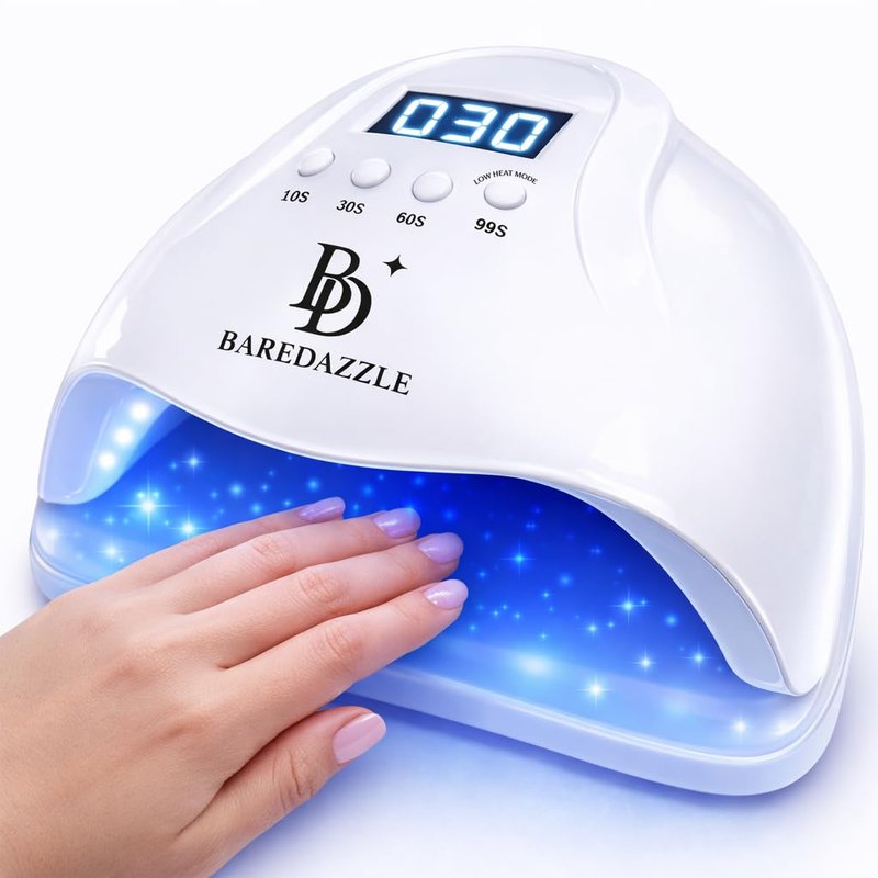 BAREDAZZLE 120W UV LED Nail Lamp for Gel Nails – Professional Nail Dryer with 4 Timers, LCD Display, Auto Sensor & Low Heat Mode – Removable Base, 36 LED Beads