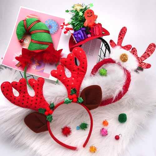 BQTQ 15 Pieces Christmas Headbands Party Hats Headbands for Christmas Holiday Favour