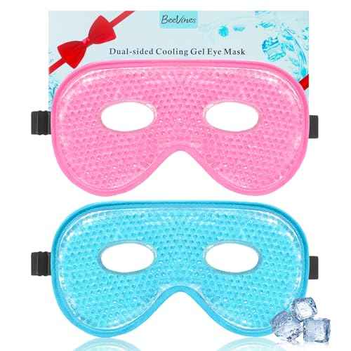 BeeVines Gel Eye Mask, 2 Pack XL Jumbo Size Cooling Ice Masks for Puffy Eyes for Men & Women, Cold & Warm Compress for Post Surgery, Puffiness, Allergies, Sinuses & Migraines Treatment