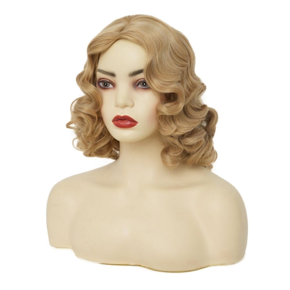 Blonde Finger Wave Wig - 1920s Vintage Style | Medium Length, Side Part, Heat Resistant Synthetic Hair for Daily Wear & Parties