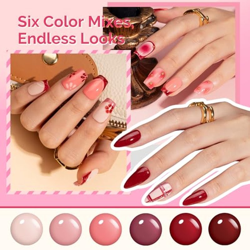 MelodySusie Sweet-Scent Plant-Based 6 Colors Gel Nail Polishes, Crimberry Spark, Unique 16.5ml Tilt-and-Stand Bottle for Easy Gel Access, TPO & HEMA Free, Gift Box with Mauve Plum Cherry Burgundy Red