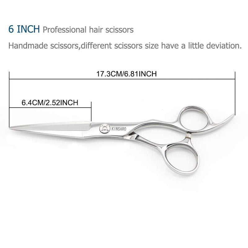 6" Hair Cutting Scissors to Cut Hair Cutting Shears Professional Haircut Hairdresser Scissors 440C KINSARO for Hairdresser Barber or Home Use