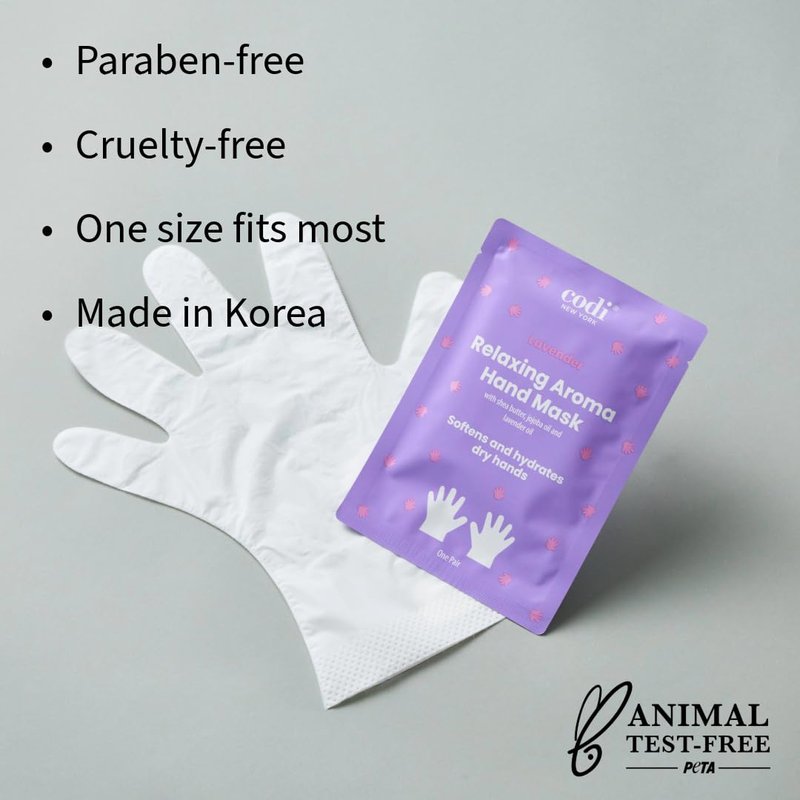 Codi New York Relaxing Aroma Hand Mask, Home Spa Moisturizing Hand Gloves, 6 Pairs, For Dry Rough Hands, Hydrating Hand Treatment, Made in Korea (Peppermint + Lavender)