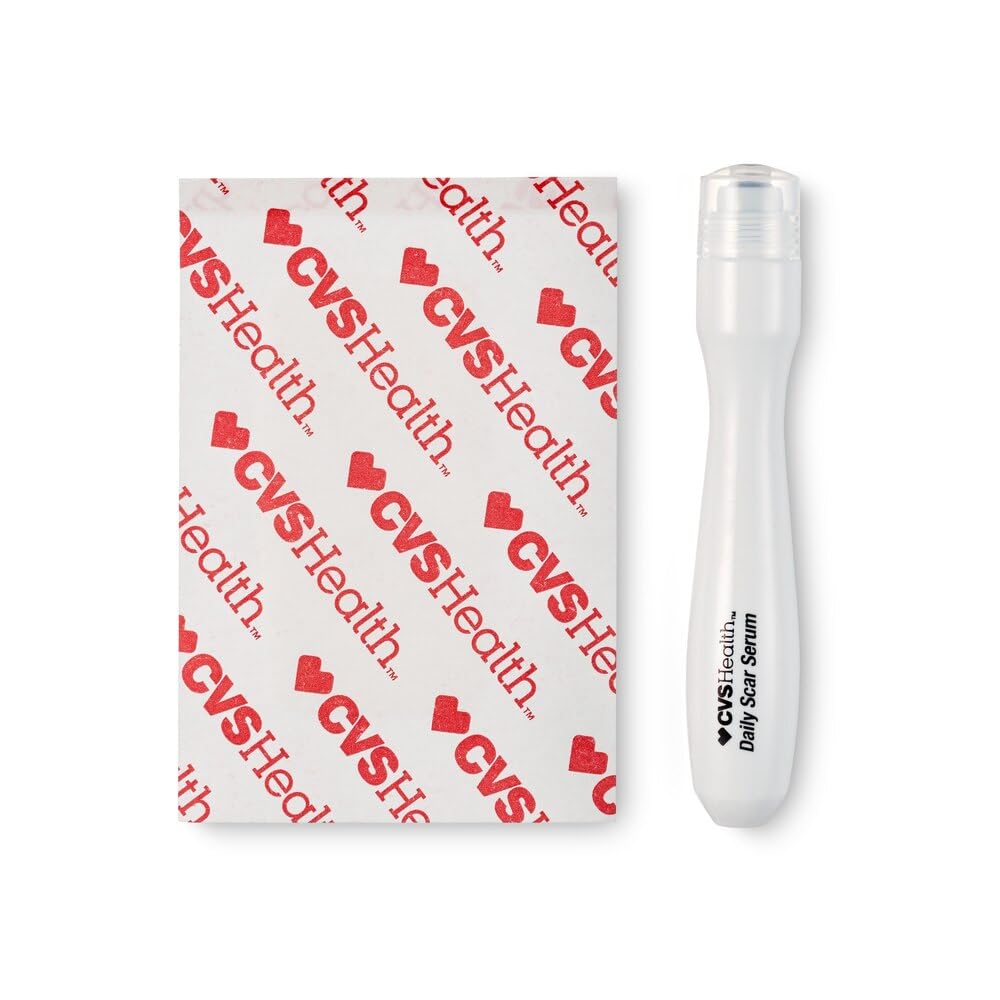CVS Health Scar Treatment Kit: Silicone Sheets & Serum for Hydration and Scar Reduction - Natural, Medical-Grade Ingredients, Clear
