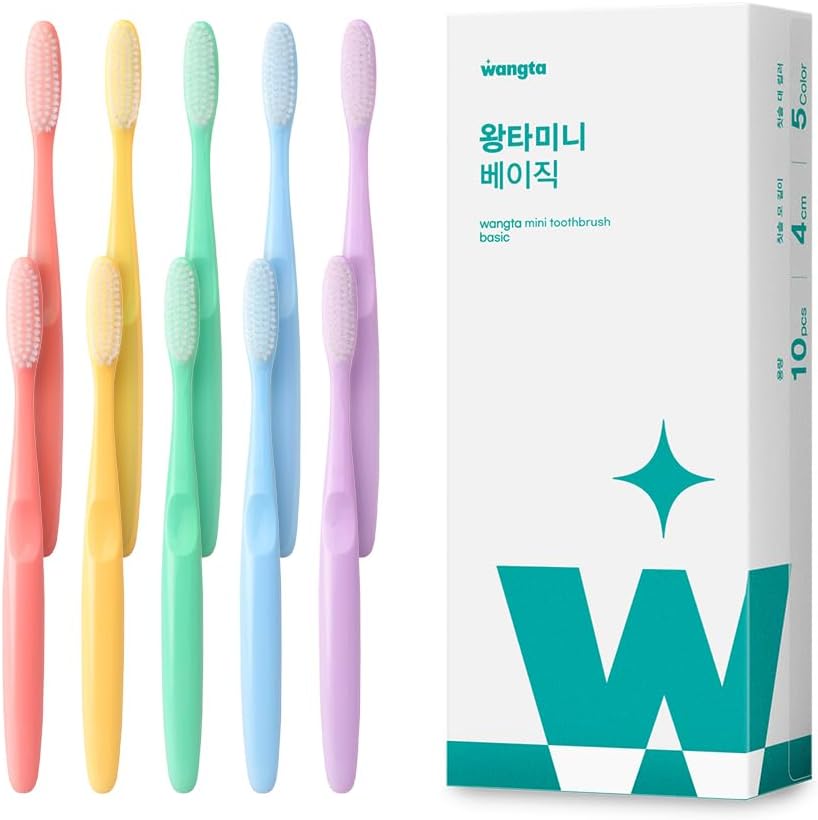 Mini Basic Toothbrush | 1.4 Inch Head with 3,200 Bristles for Deep Cleaning & Gum Care | Premium Oral Care (10 Pack)