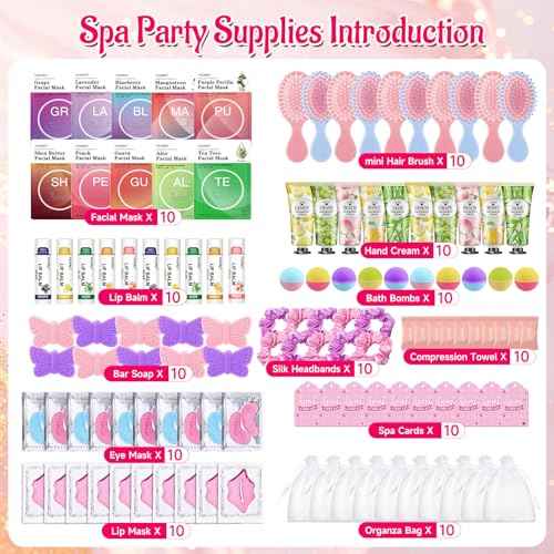 VESPRO 110PCS Spa Party Supplies for Girls Spa Party Favors Include Face Masks Skincare,Hand Cream,Lip Balm,Eye Patches,Lip Mask,mini Hair Brush, Stocking Stuffers for teen Girls£¬Sleepover Party gifts