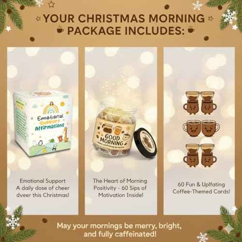 60 Positive Coffee Cards Jar, Coffee Gifts For Women and Men, Dad, Mom, Coffee Themed Lover Gift, Emotional Support Latte, Cheer Up Funny Gag Gifts for Best Friends, Coworkers