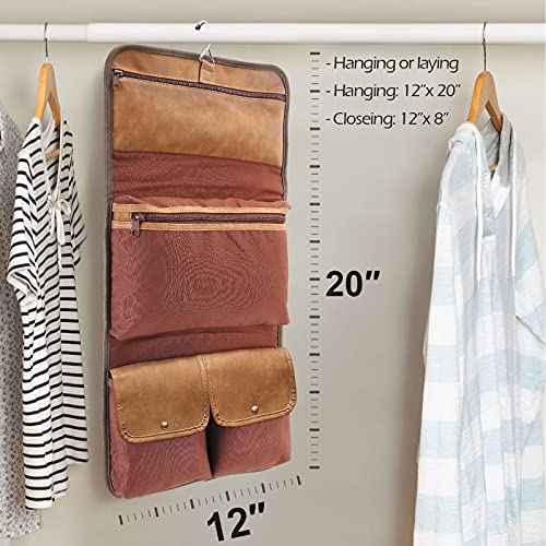 Hanging Toiletry Bag for Men Leather Bathroom and Shower Organizer Travel Makeup Accessories kit Great Gift