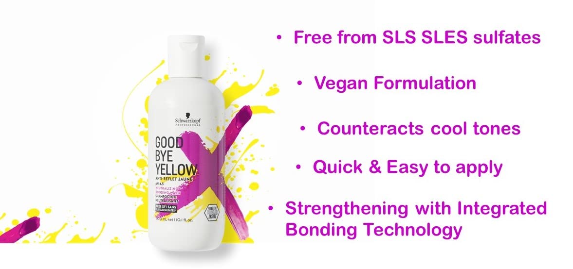 GOODBYE YELLOW Purple Shampoo Neutralizing Wash – 10.1 Fl Oz | Anti-Yellow Vegan Shampoo for Blonde & Gray Hair | pH Balanced | Professional Salon Formula