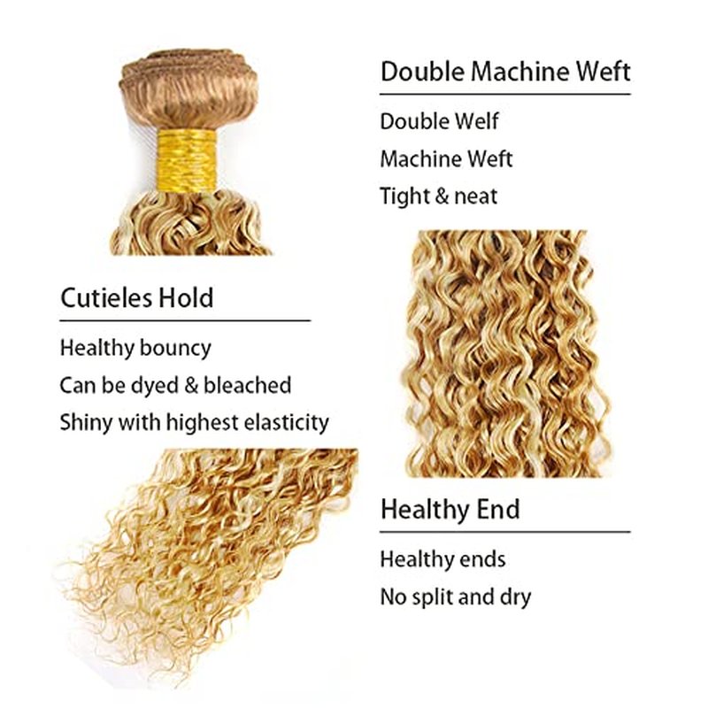 Blonde Bundles Color 27 Human Hair Bundle 613/27 Bundles Honey Blonde Bundle Double Weft Hair Extensions