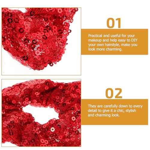 4Pcs Scrunchies for Women Hair Scrunchies Elastic Thin Hair Bands Sequin Satin Scrunchy Hair Ties Christmas Red Hair Ties Hair Accessories