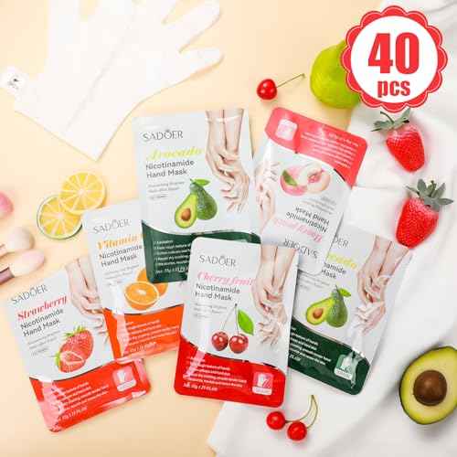 48 Pcs Fruits Beauty Hand Mask Bulk Hydrating Hand Moisturizing Gloves Mask for Spa Kit Skincare Gift Beauty Kits for Women