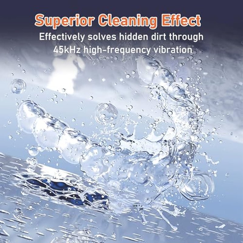 Ultrasonic Retainer Cleaner Machine, Dental Cleaning Pod, 45kHz Retainer Cleaning with 230ML Capacity for Dentures, Aligner, Mouth Guards, Braces, Jewelry, Nightguard & All Dental Appliances