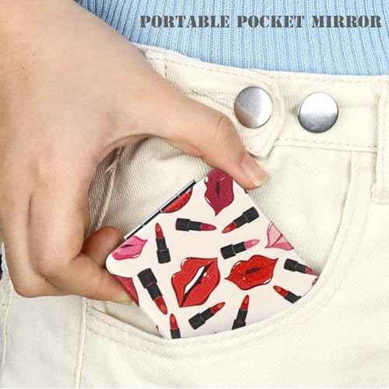 Quality Vanity Compact Makeup Mirror for Girls Women, Stylish Slim Travel Cosmetic Mirrors for Pocket Purse Wallet Handbag, Portable Magnifying Handheld Small Mirror Foldable Cute Lightweight