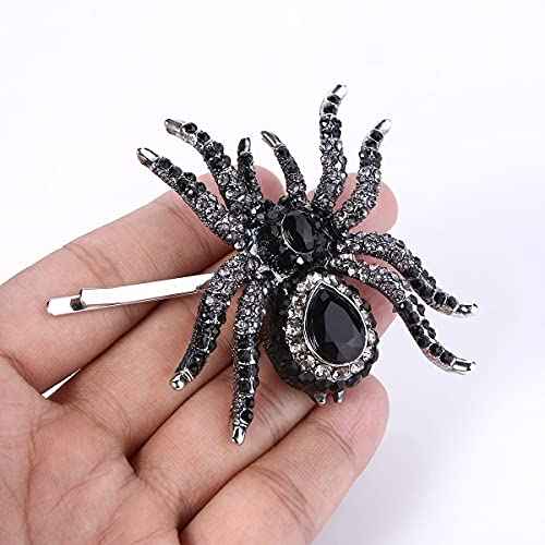 EVER FAITH Women's Austrian Crystal Gorgeous Spider Hair Clip Black Silver-Tone
