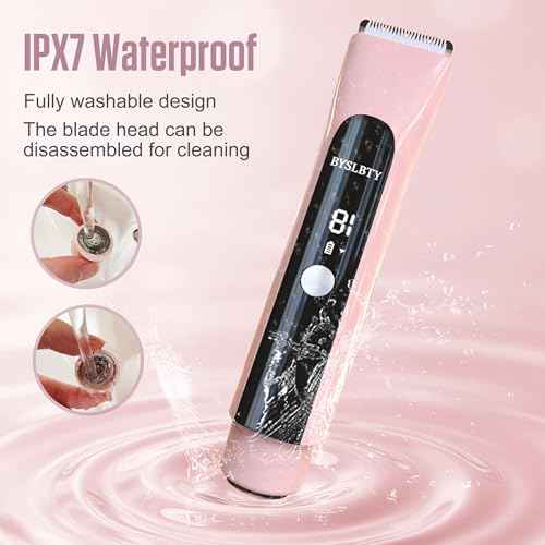 2 in 1 Bikini Trimmer for Women Dual Head Electric Shaver,IPX7 Waterproof Wet & Dry, Painless Shaver for Body Face Private Area Pink