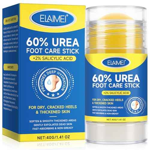 60% Urea Cream Stick plus 2% Salicylic Acid, Maximum Strength Urea Foot Cream Callus Remover for Dry Cracked Heels, Hands, Knees,Exfoliating Moisturizer, Dead Skin Remover Foot Balm 1.4oz (1pcs)