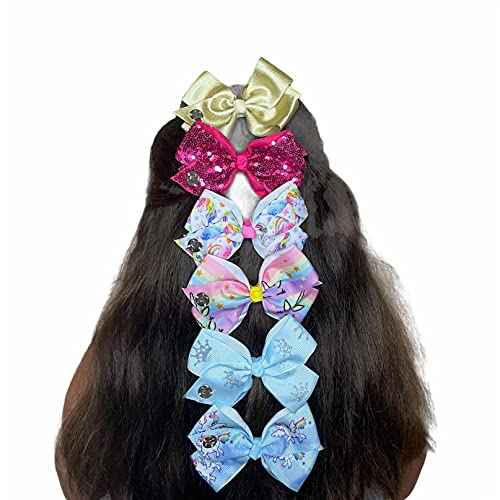 JOJO SIWA 12pcs Hair Bows Clips for Girls (2 Set) - 5 Inches Alligator Clips for Girls Large Bow (1)