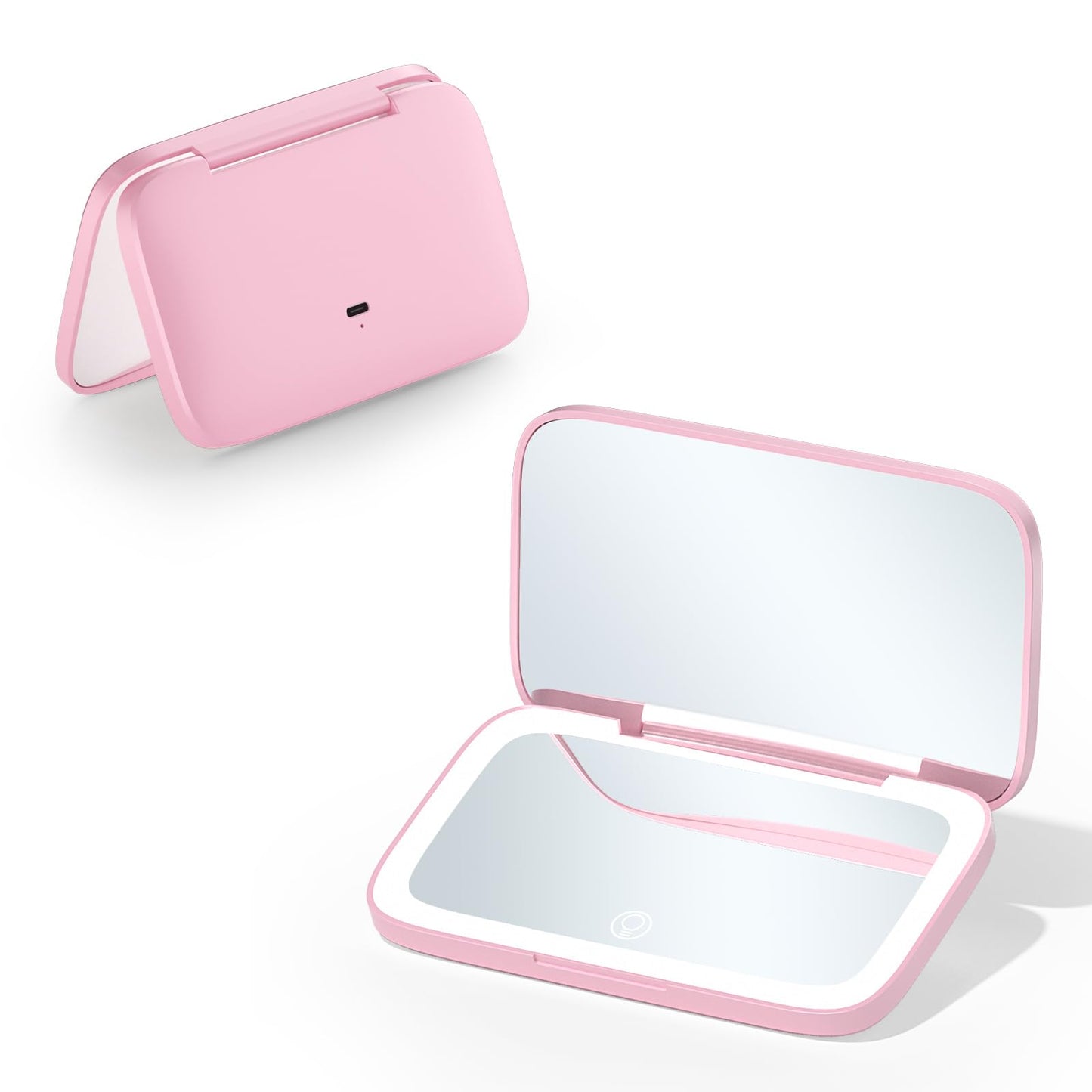 Flairgorw Mini Travel Makeup Mirror Pink Dual-Sided 5X/1X Magnification, 180° Foldable Design, Portable Cosmetic Mirror for Handbag Small Make up Mirror for Gifts