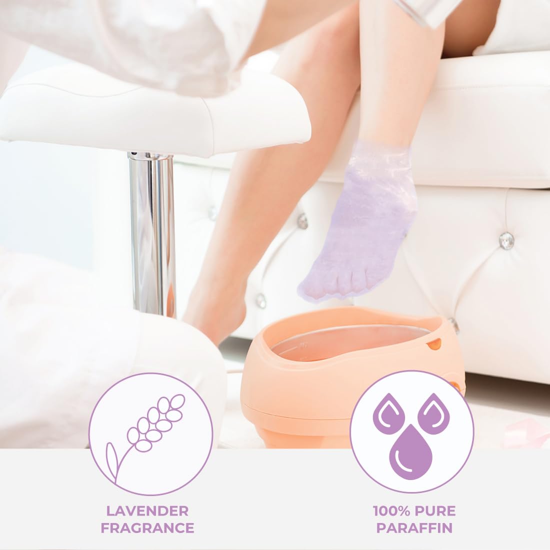 Paraffin Wax Works 10-Minute Paraffin Foot Treatment, Relaxing Lavender, Spa and Home Treatment Booties, Pack of 6-Pairs