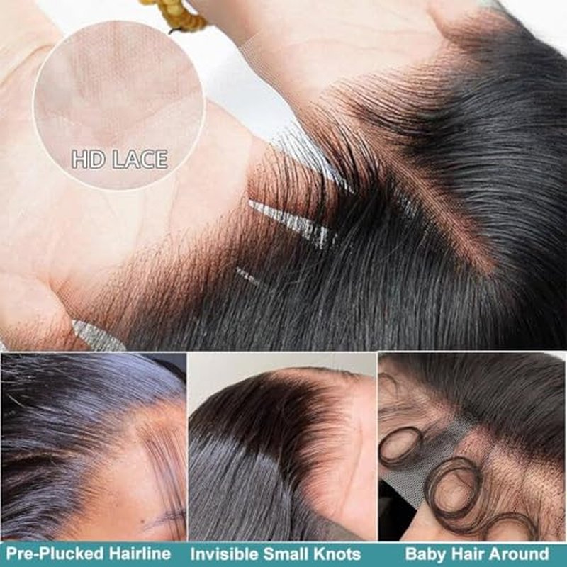 Azkiu Straight Lace Front Wigs Human Hair 13x4 HD Transparent Lace Front Wig Human Hair Pre Plucked with 180% Density Brazilian Virgin Lace Frontal Wigs 14Inch