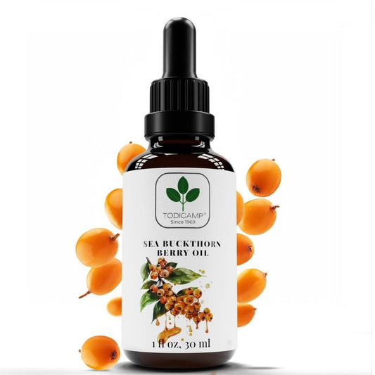 TODICAMP Sea Buckthorn Berry Oil 2 fl oz Omega 7 Vegan Omega 3 6 9 Sea Buckthorn Oil for Face, Skin, Eyes & Postemonapuse Dryness