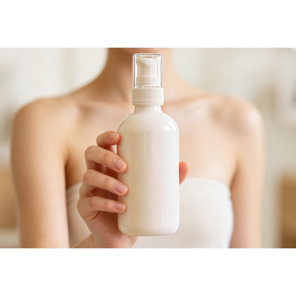 4oz White Glass Pump Bottles - 12-Pack Refillable Dispenser for Lotions, Serums & Essential Oils | Travel Size